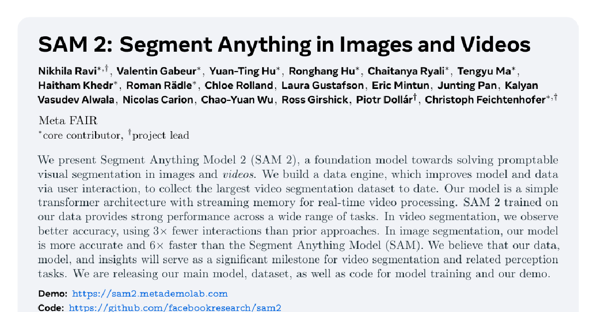 SAM 2: Segment Anything in Images and Videos cover