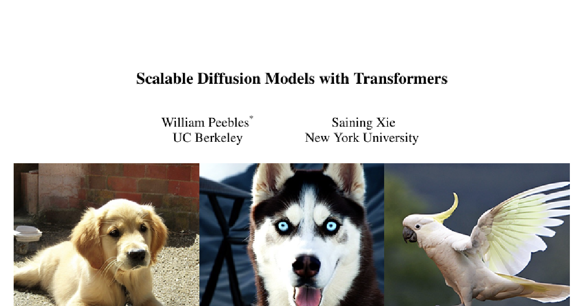 Scalable Diffusion Models with Transformers cover