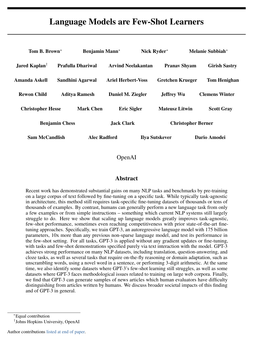 Language Models are Few-Shot Learners