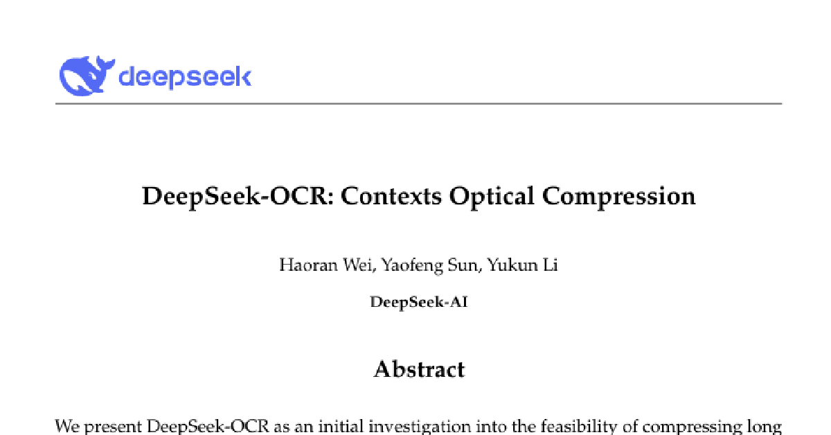 DeepSeek-OCR: Contexts Optical Compression cover