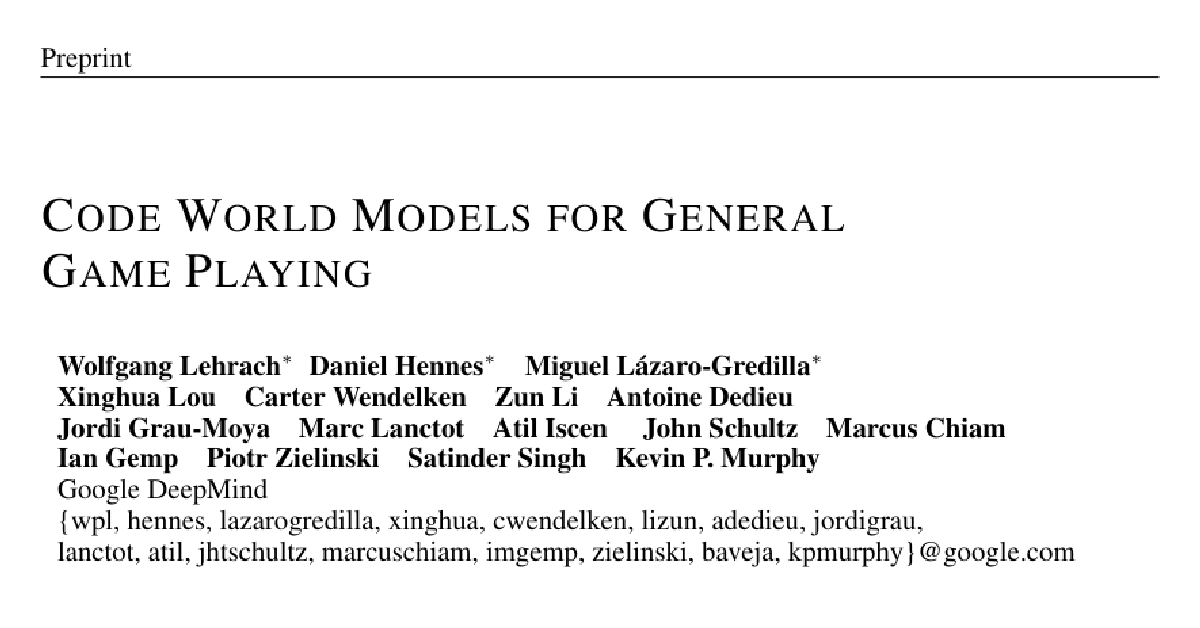 Code World Models for General Game Playing cover