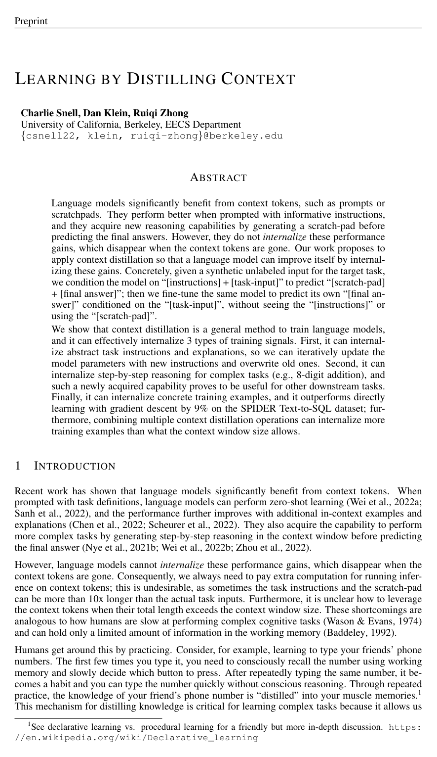 Learning by Distilling Context