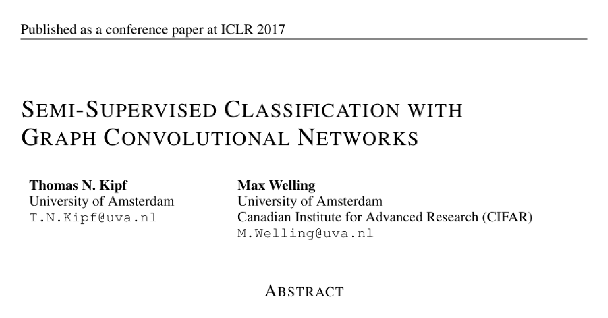 Semi-Supervised Classification with Graph Convolutional Networks cover