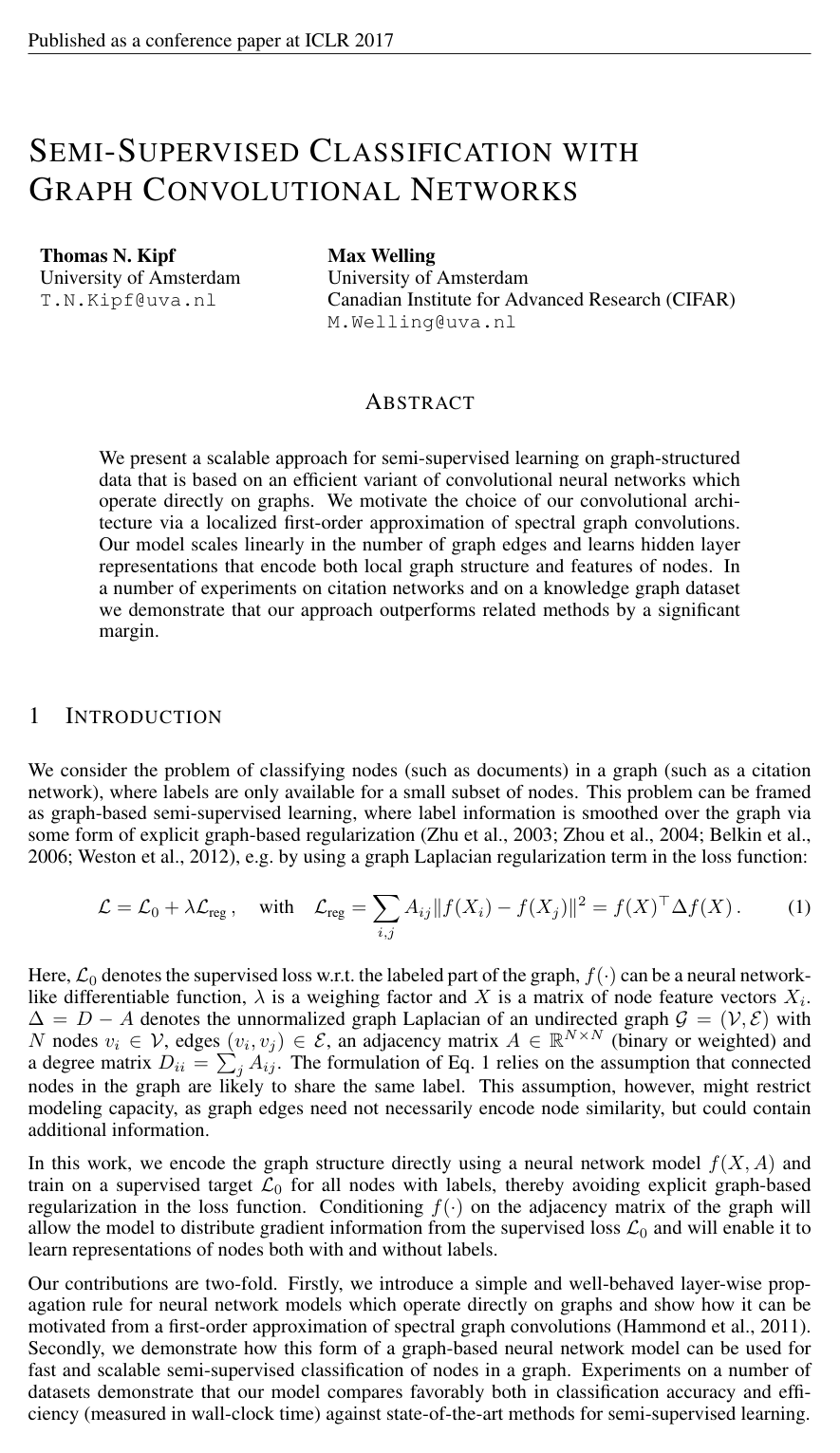Semi-Supervised Classification with Graph Convolutional Networks