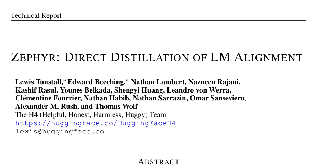 Zephyr: Direct Distillation of LM Alignment cover
