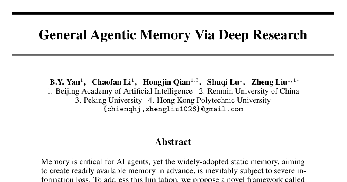 General Agentic Memory Via Deep Research cover