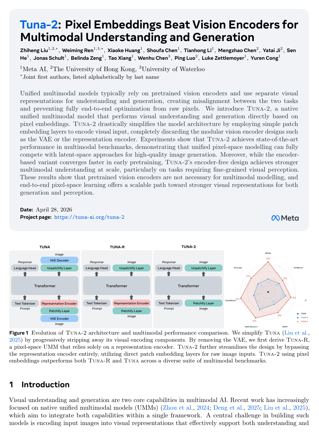 Tuna-2: Pixel Embeddings Beat Vision Encoders for Multimodal Understanding and Generation