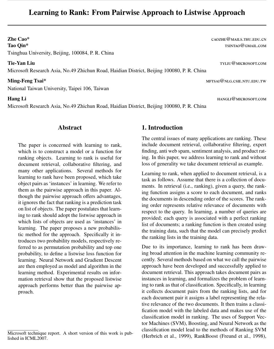 Learning to rank: from pairwise approach to listwise approach