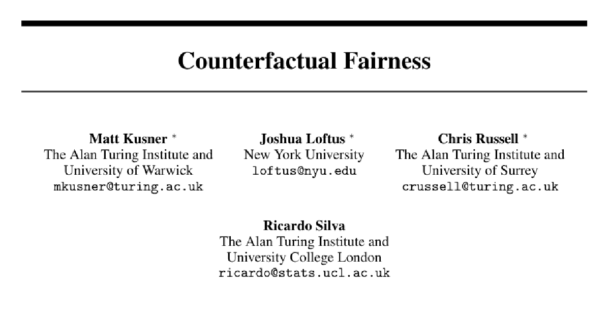 Counterfactual Fairness cover
