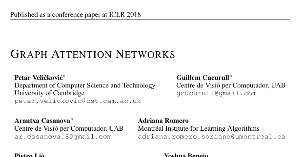 Graph Attention Networks cover