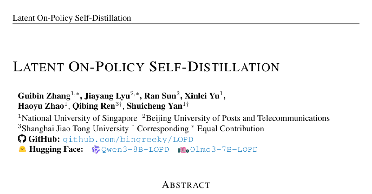 Latent On-Policy Self-Distillation cover