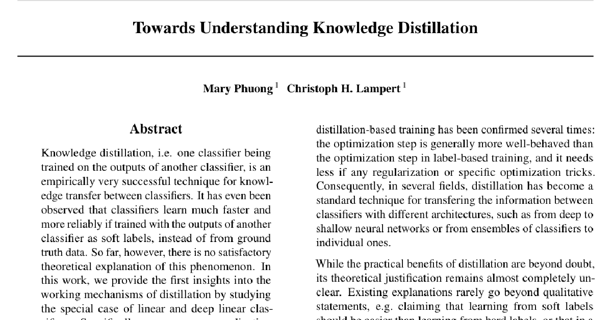 Towards Understanding Knowledge Distillation cover