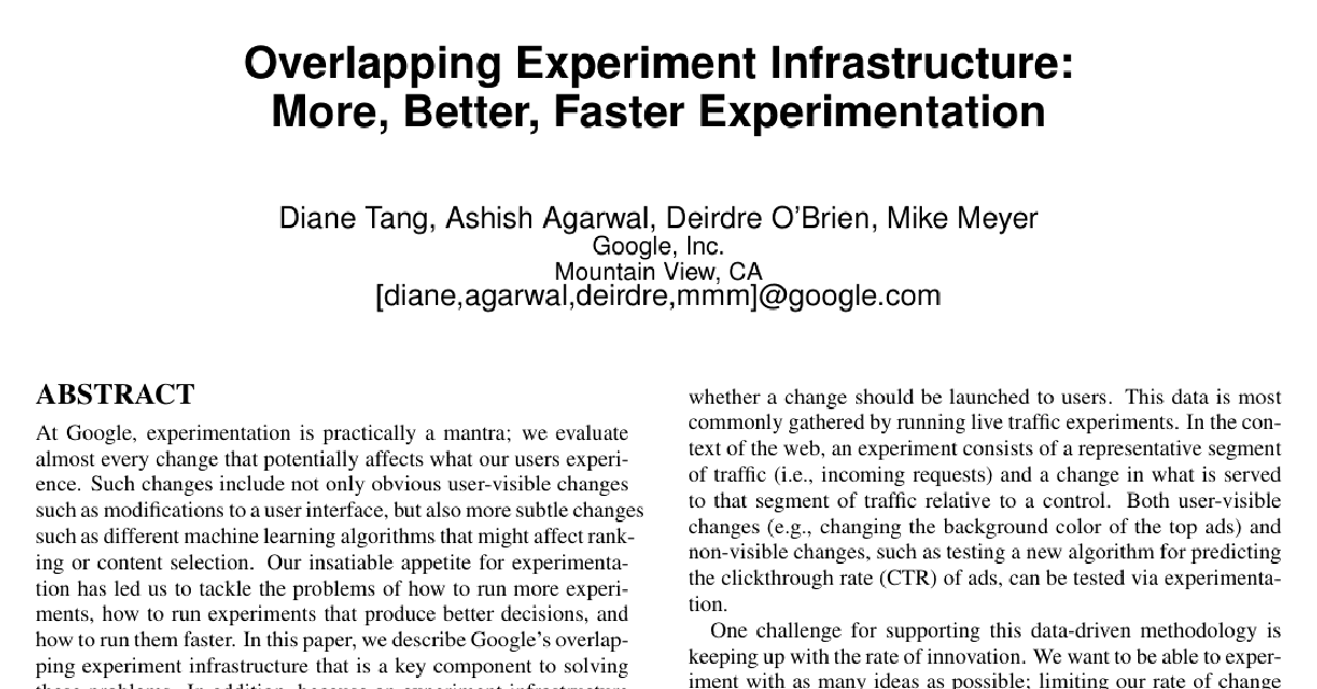 Overlapping Experiment Infrastructure: More, Better, Faster Experimentation cover