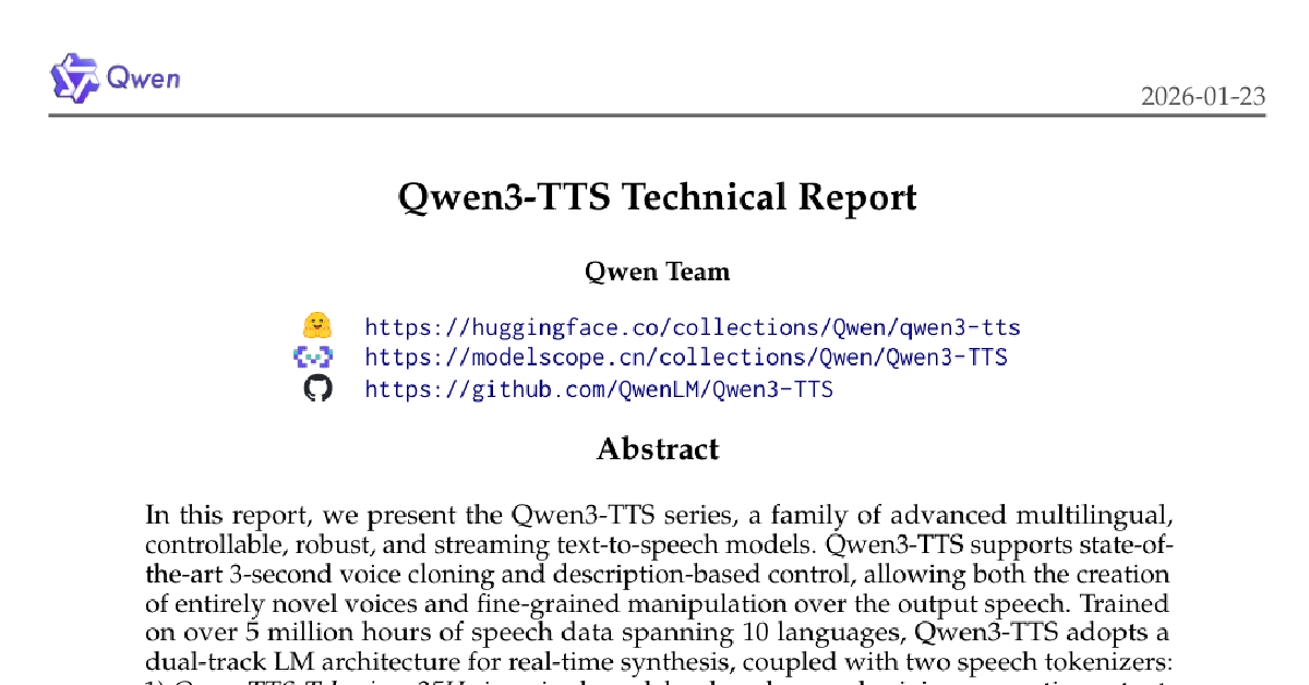 Qwen3-TTS Technical Report cover