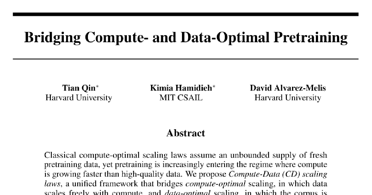 Bridging Compute- and Data-Optimal Pretraining cover