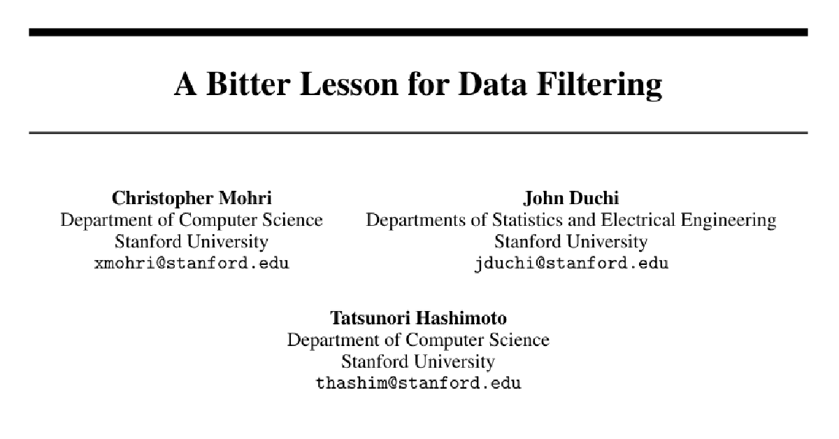 A Bitter Lesson for Data Filtering cover