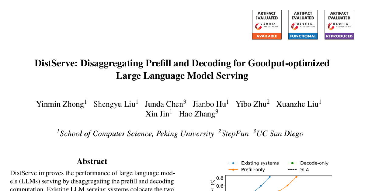 DistServe: Disaggregating Prefill and Decoding for Goodput-optimized Large Language Model Serving cover