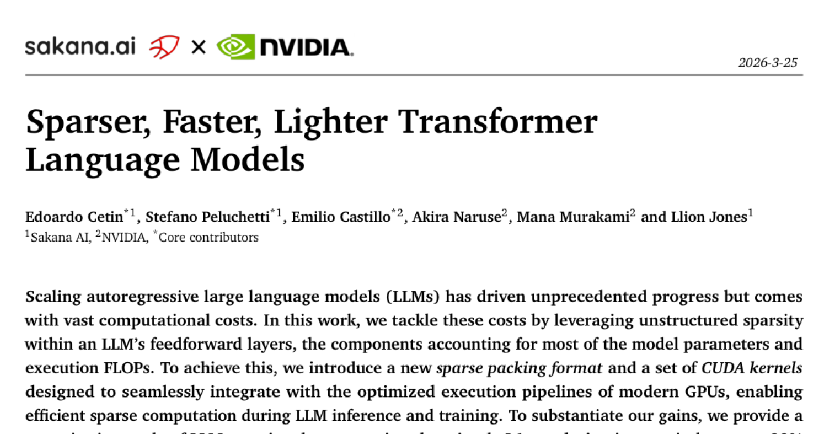 Sparser, Faster, Lighter Transformer Language Models cover