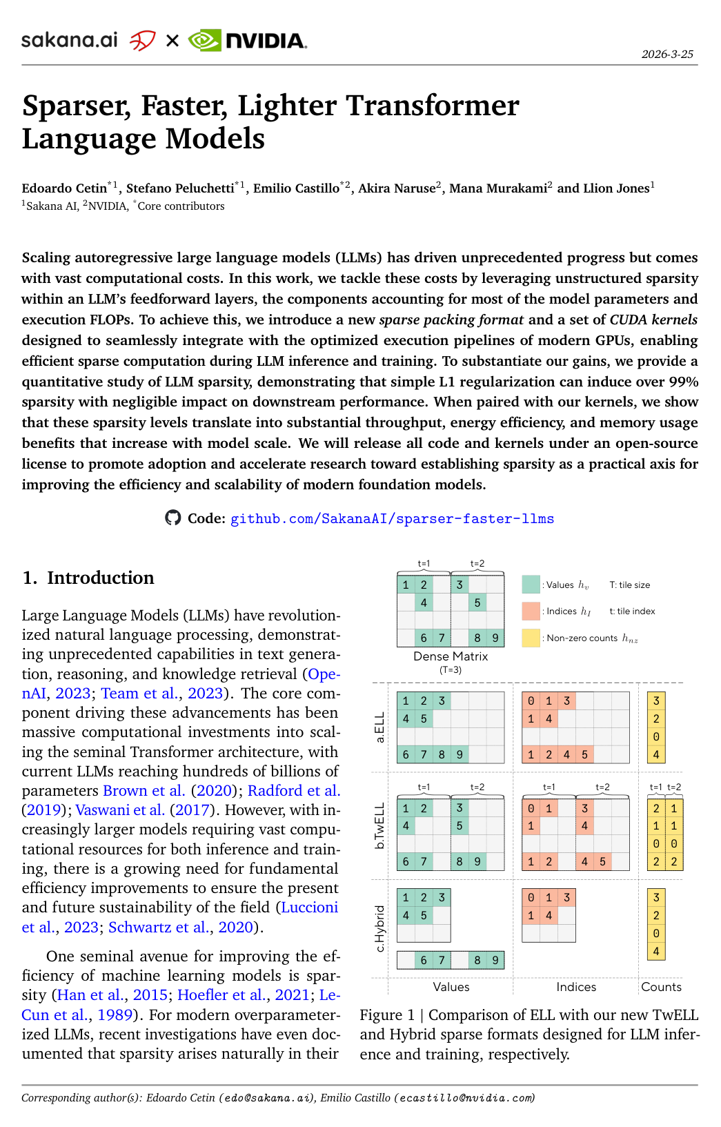 Sparser, Faster, Lighter Transformer Language Models