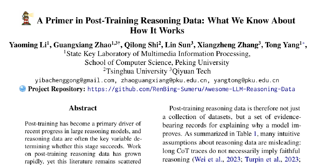 A Primer in Post-Training Reasoning Data: What We Know About How It Works cover