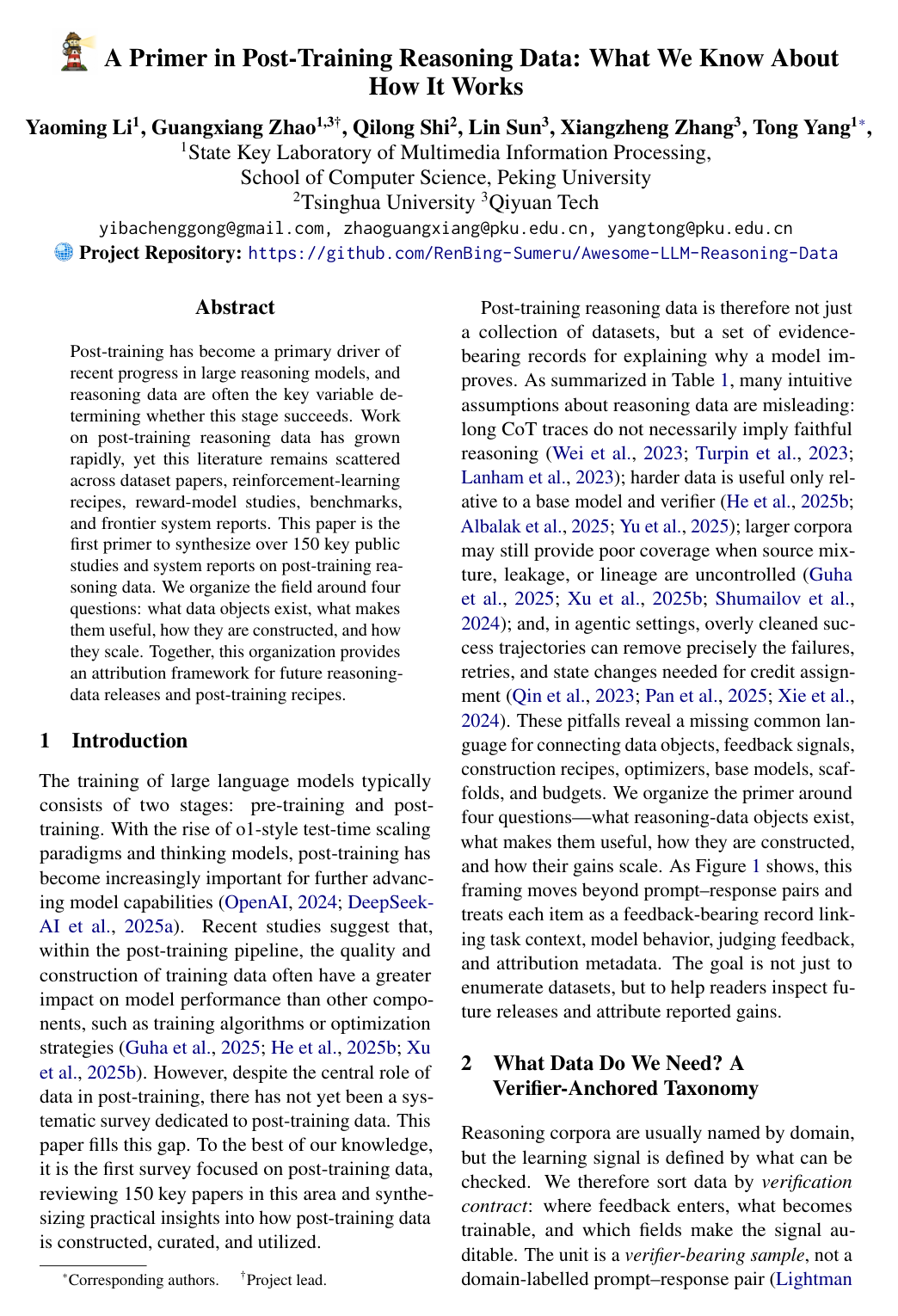 A Primer in Post-Training Reasoning Data: What We Know About How It Works