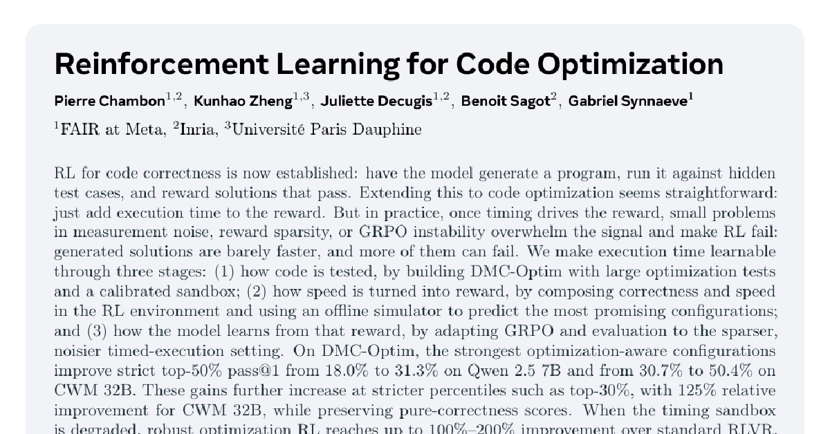 Reinforcement Learning for Code Optimization cover