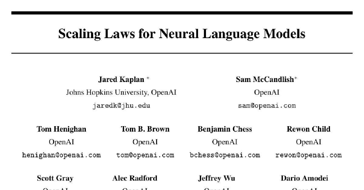 Scaling Laws for Neural Language Models cover