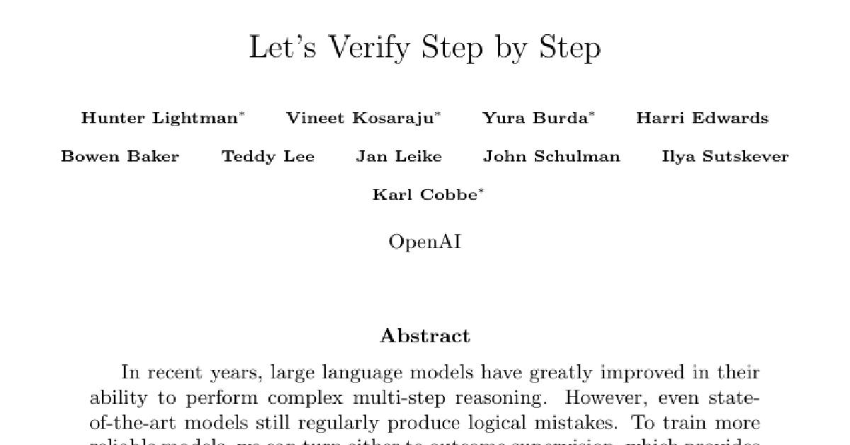 Let's Verify Step by Step cover