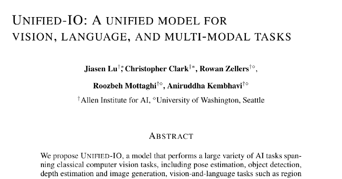Unified-IO: A Unified Model for Vision, Language, and Multi-Modal Tasks cover