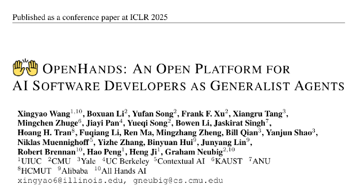 OpenHands: An Open Platform for AI Software Developers as Generalist Agents cover