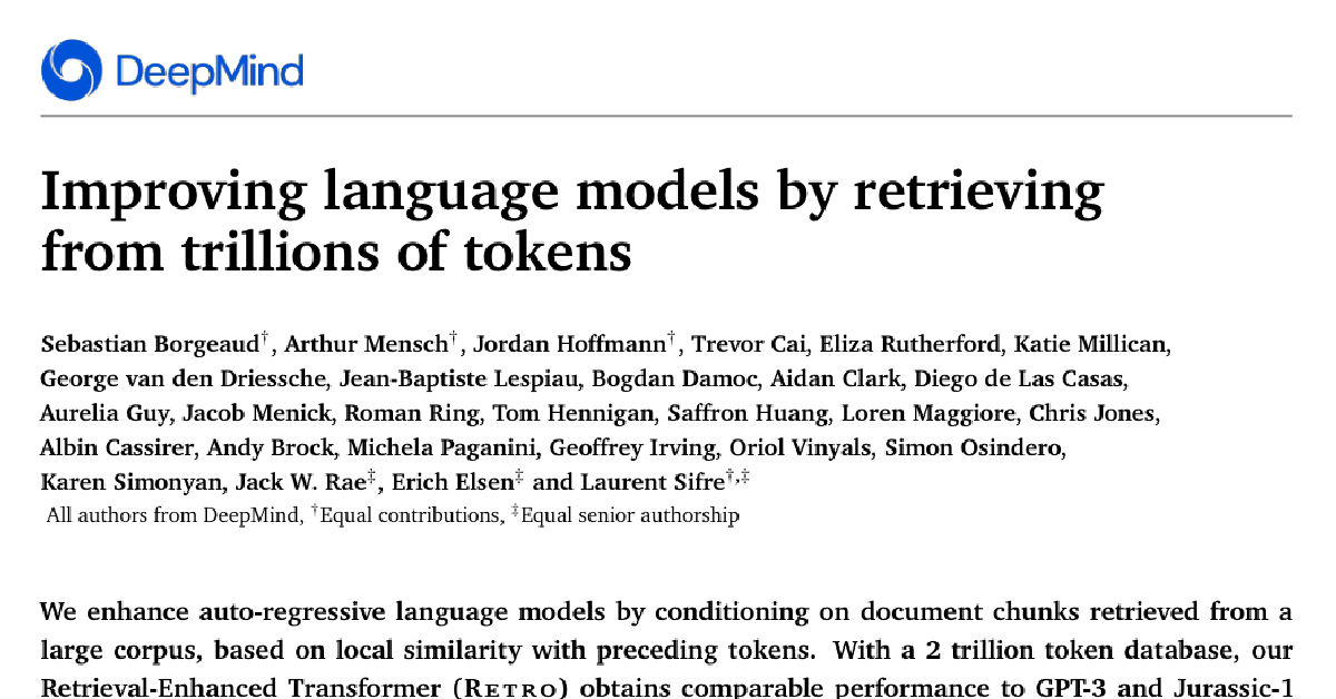 Improving language models by retrieving from trillions of tokens cover