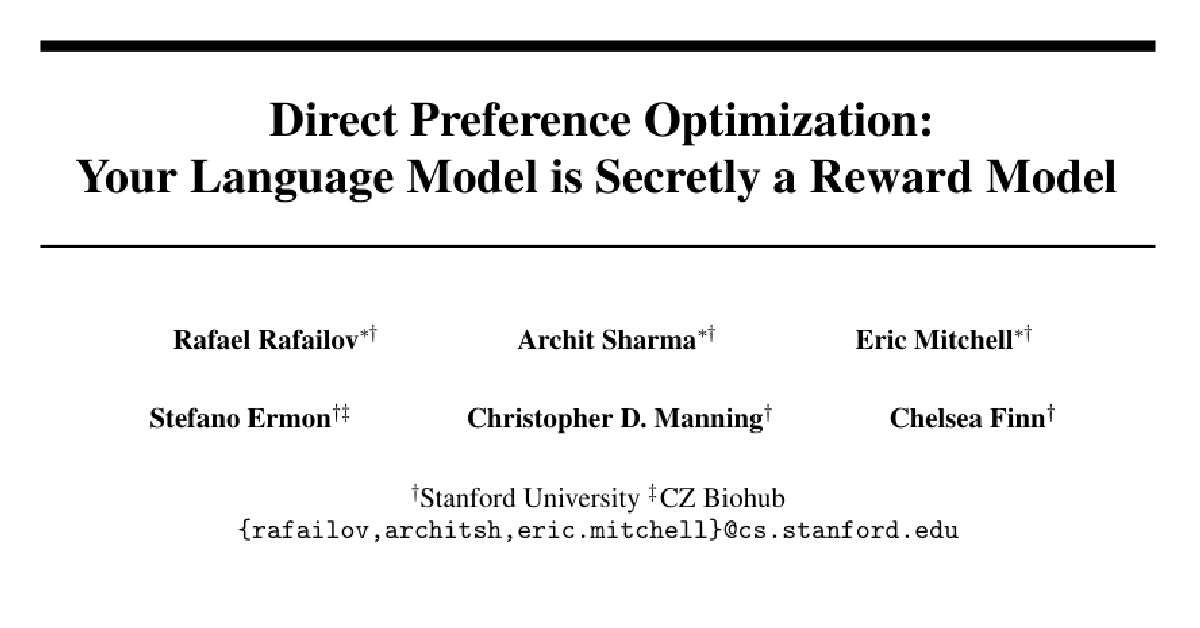 Direct Preference Optimization: Your Language Model is Secretly a Reward Model cover