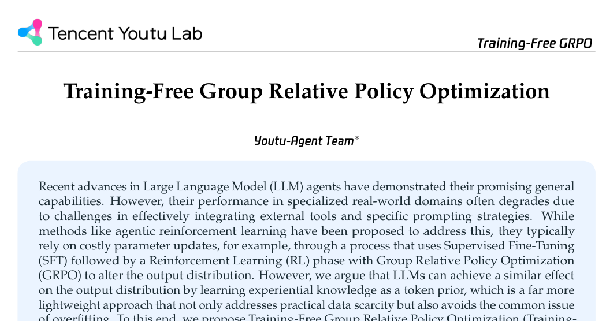 Training-Free Group Relative Policy Optimization cover