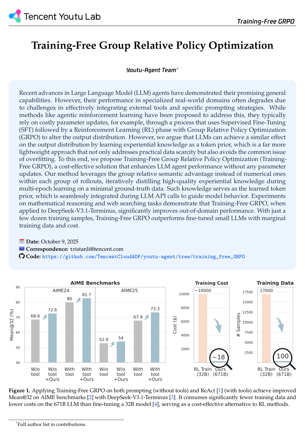 Training-Free Group Relative Policy Optimization