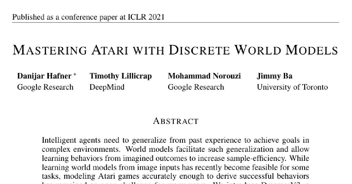 Mastering Atari with Discrete World Models cover