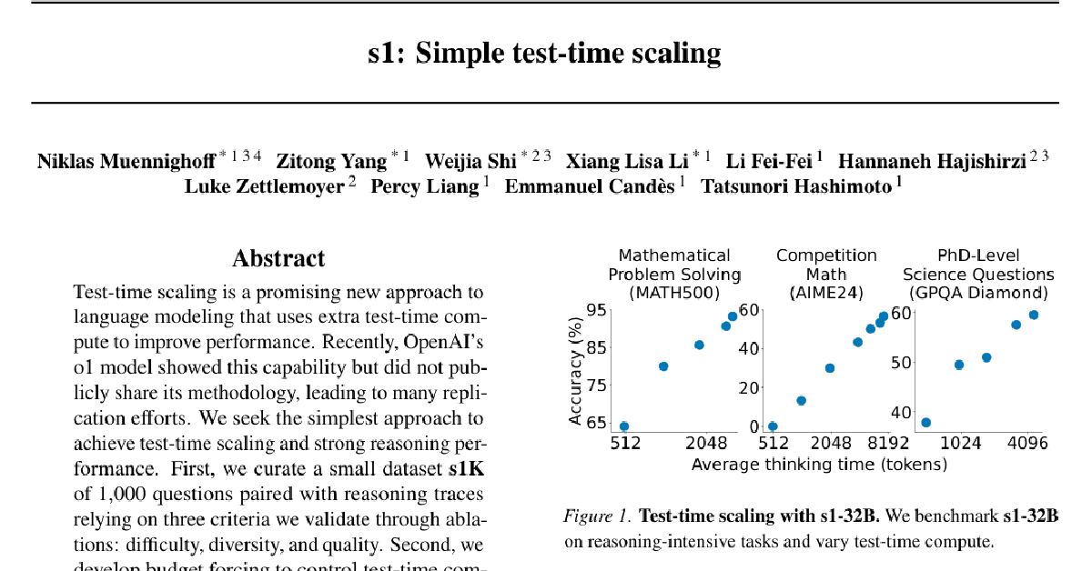 s1: Simple test-time scaling cover