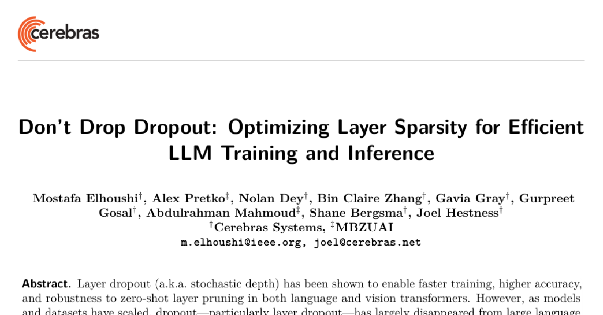 Don't Drop Dropout: Optimizing Layer Sparsity for Efficient LLM Training and Inference cover