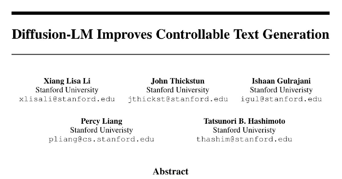 Diffusion-LM Improves Controllable Text Generation cover