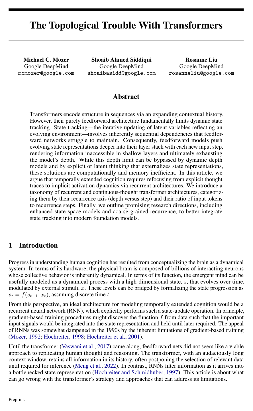 The Topological Trouble With Transformers