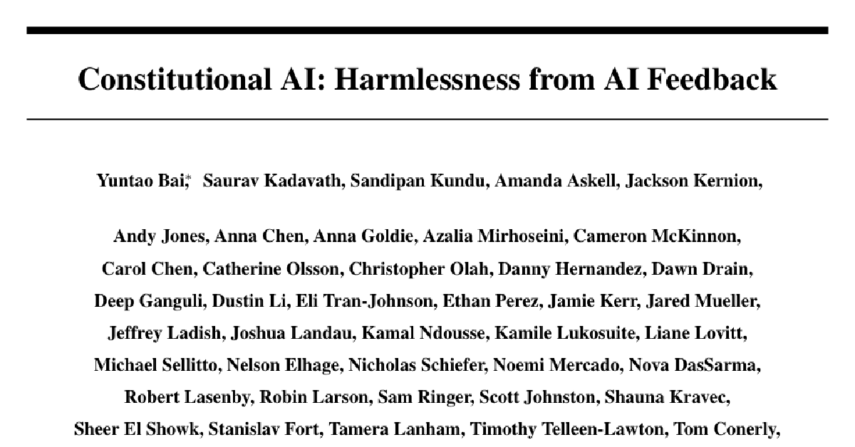 Constitutional AI: Harmlessness from AI Feedback cover