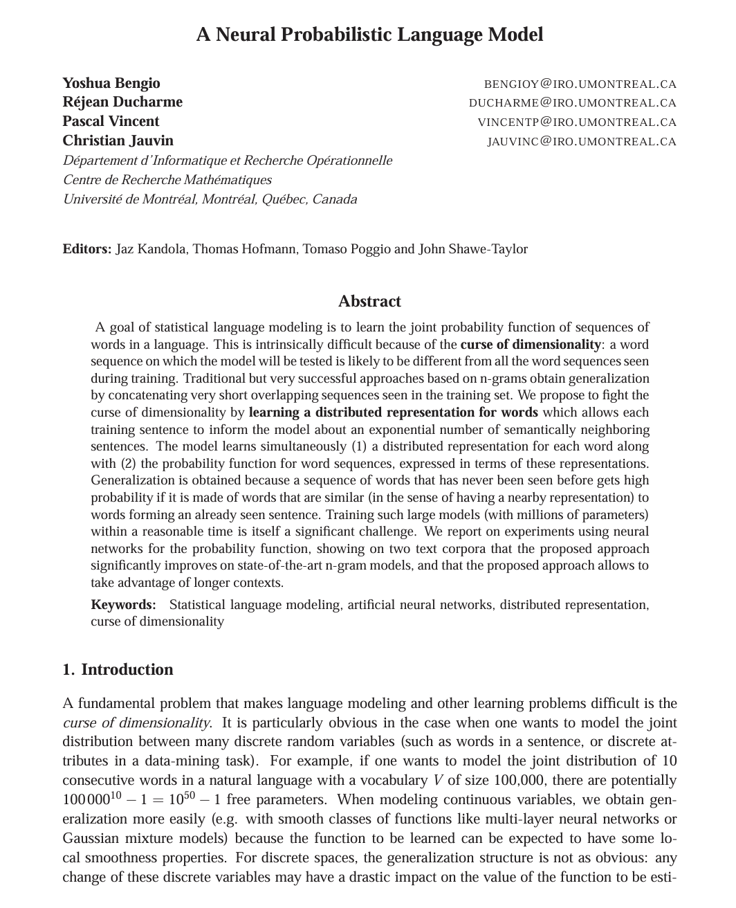 A Neural Probabilistic Language Model