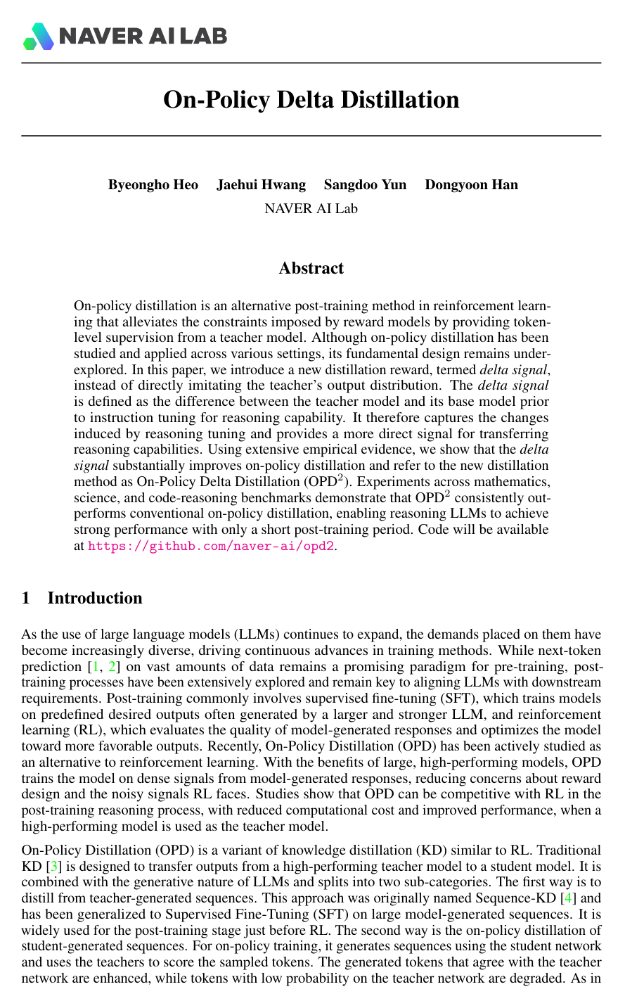On-Policy Delta Distillation