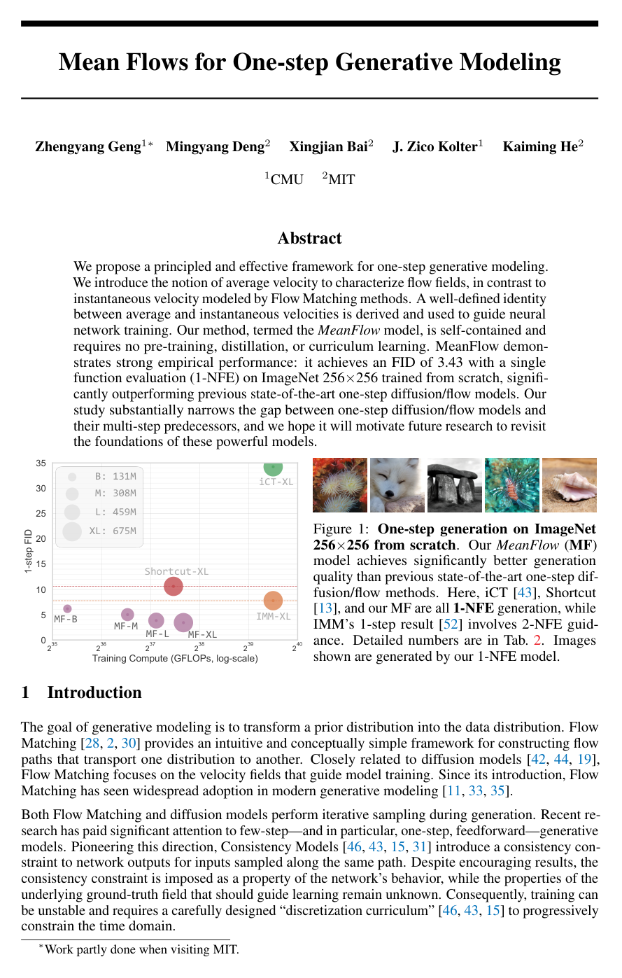 Mean Flows for One-step Generative Modeling
