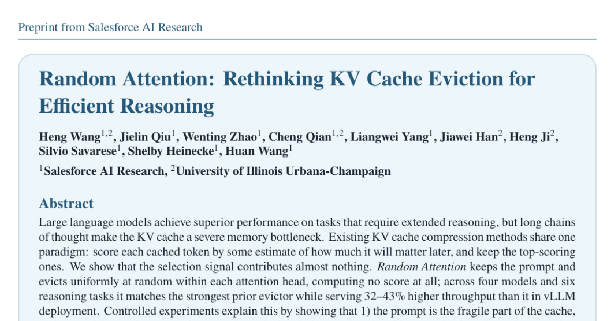 Random Attention: Rethinking KV Cache Eviction for Efficient Reasoning cover