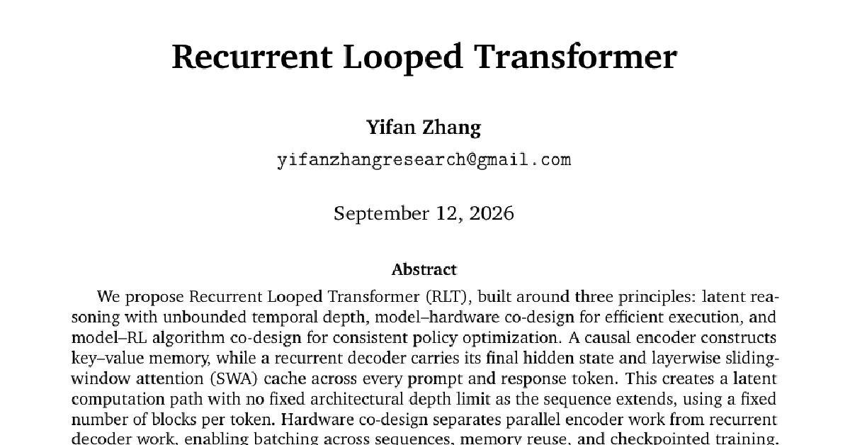 Recurrent Looped Transformer cover