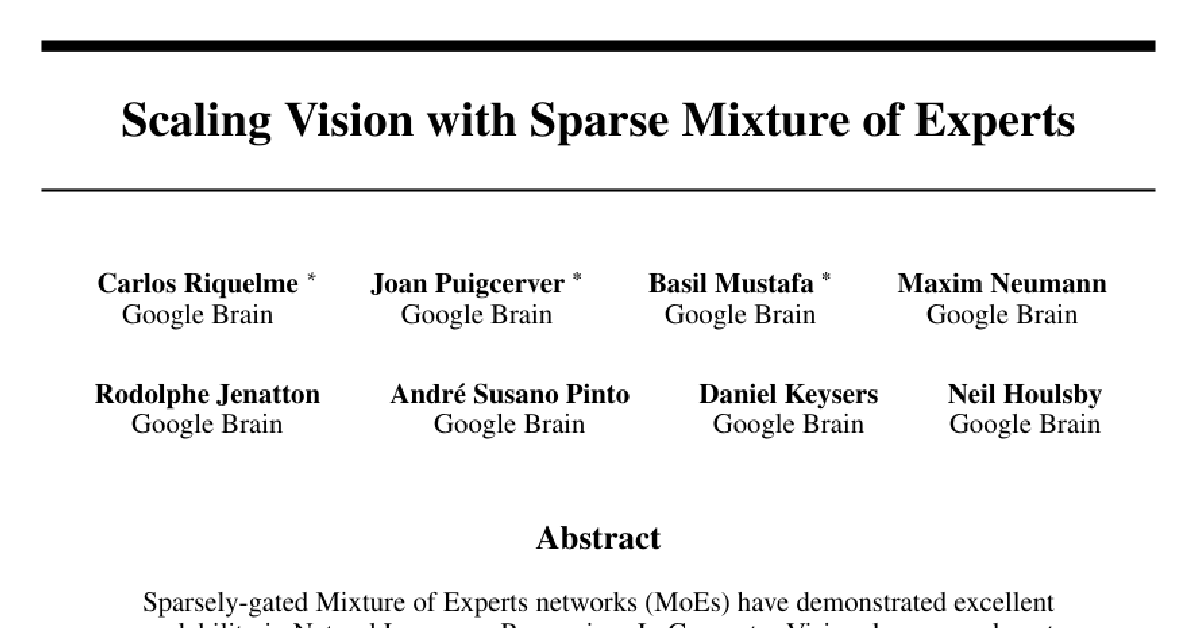 Scaling Vision with Sparse Mixture of Experts cover