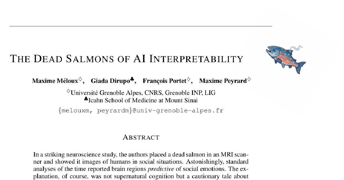 The Dead Salmons of AI Interpretability cover