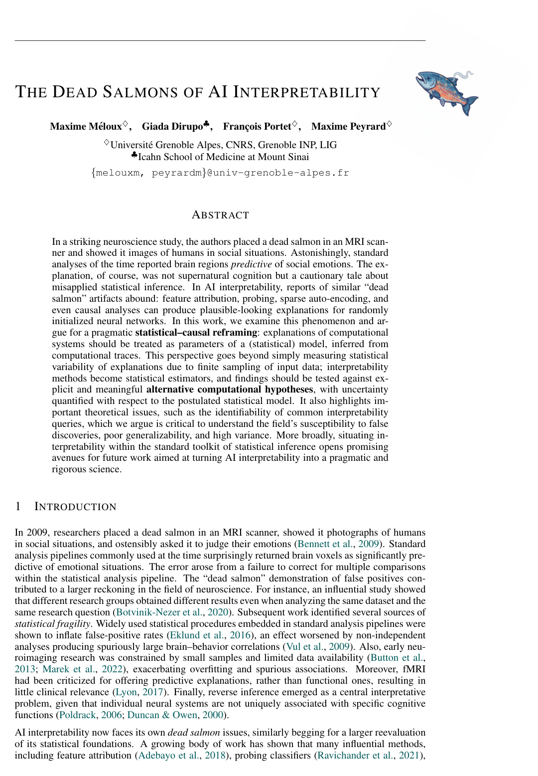 The Dead Salmons of AI Interpretability