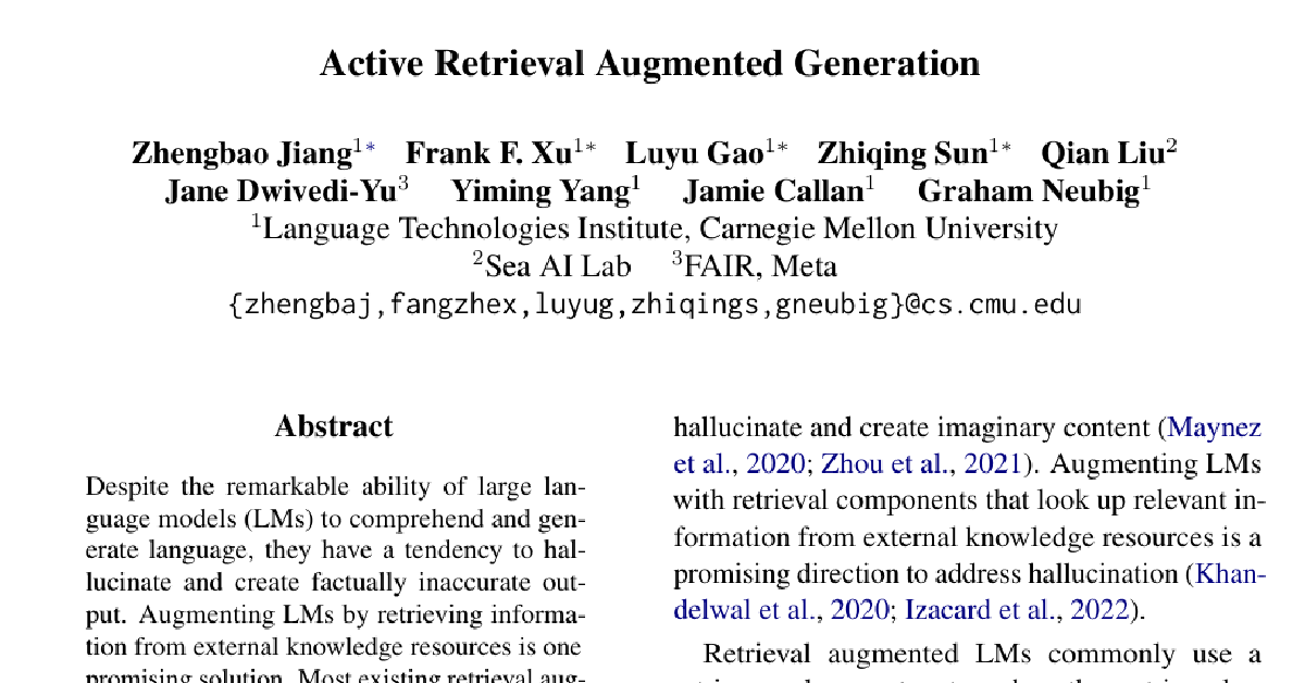 Active Retrieval Augmented Generation cover