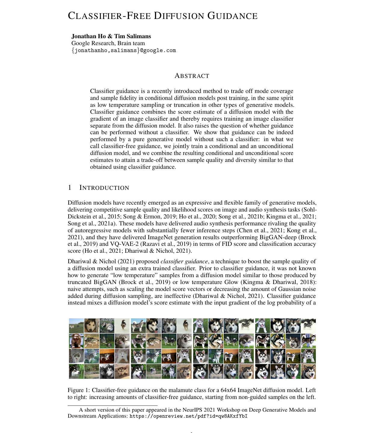Classifier-Free Diffusion Guidance